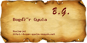 Bogár Gyula névjegykártya