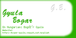 gyula bogar business card